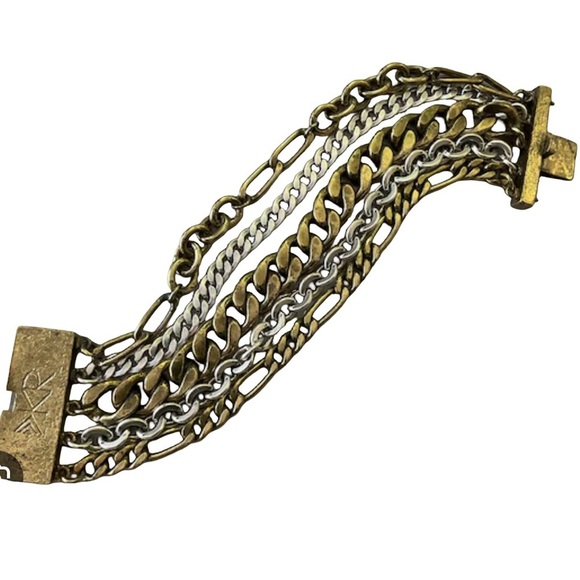 Silpada KR chunky brass silver and gold tone bracelet - Picture 3 of 6